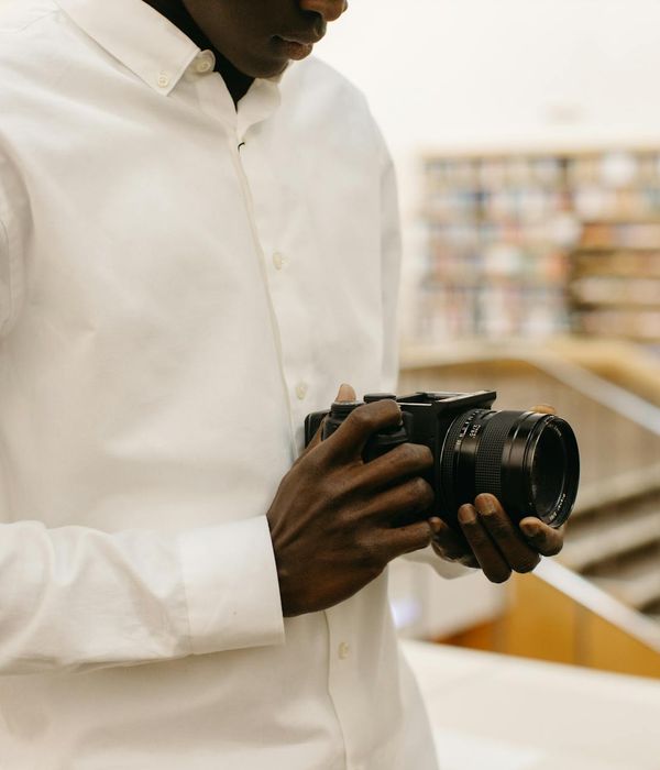 Person practicing visual attention techniques in a dark room